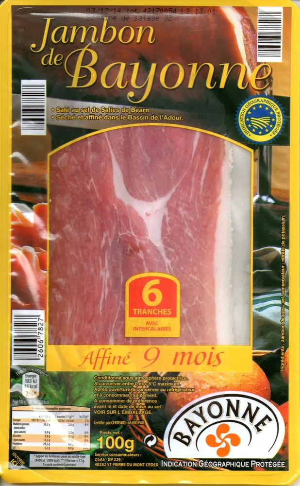 Jambon de Bayonne affiné 9 mois