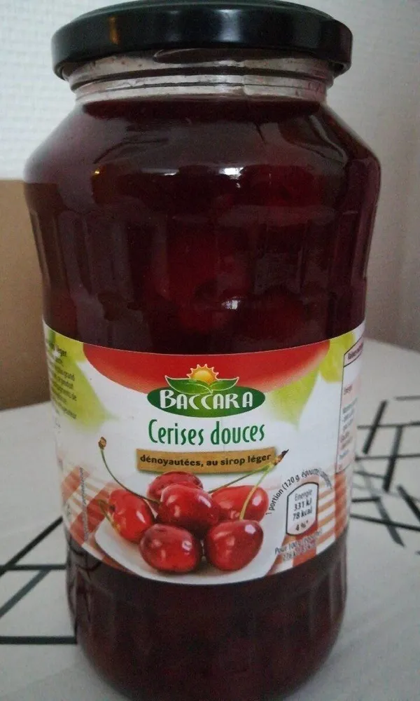 Cerises douces dénoyautées, au sirop léger