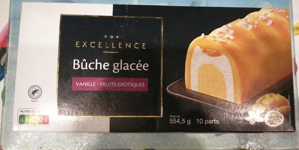 Bûche glacée vanille-fruits exotiques