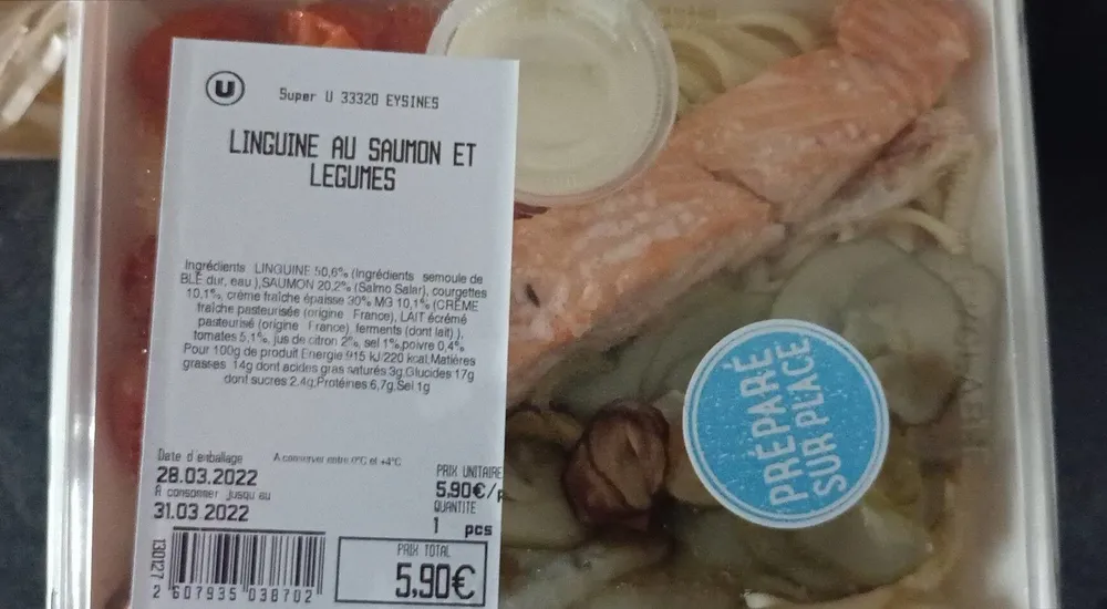Linguine au saumon et légumes