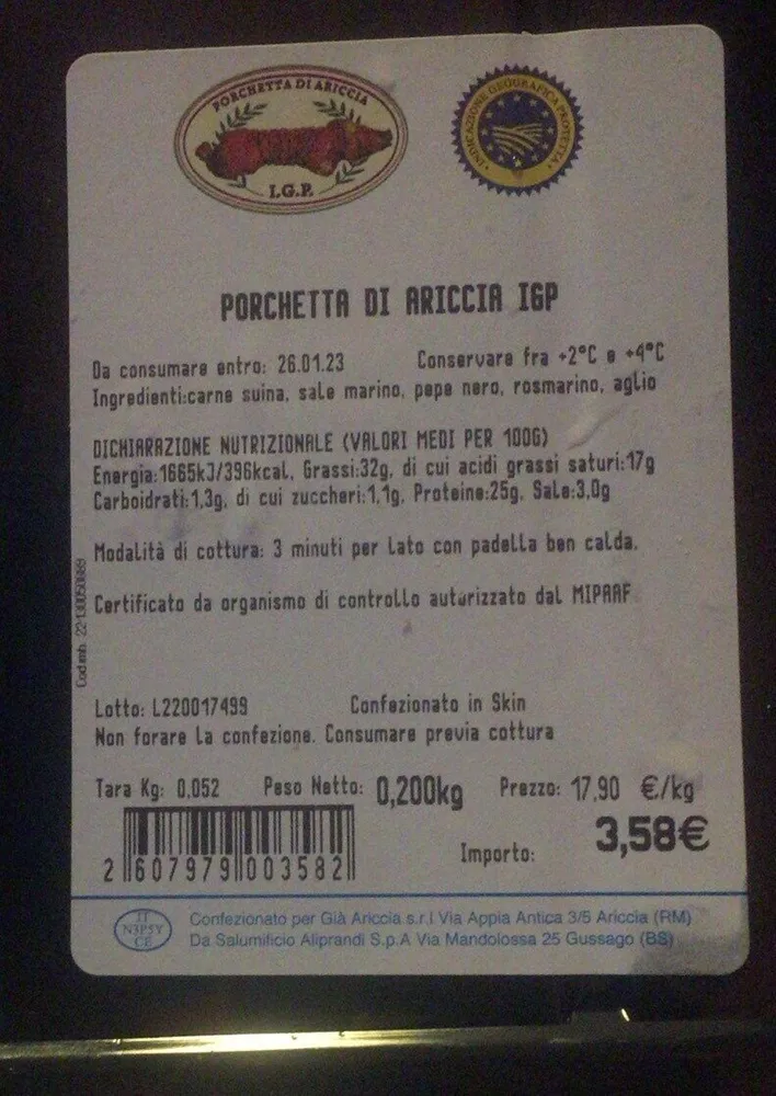 Porchetta di ariccia igp