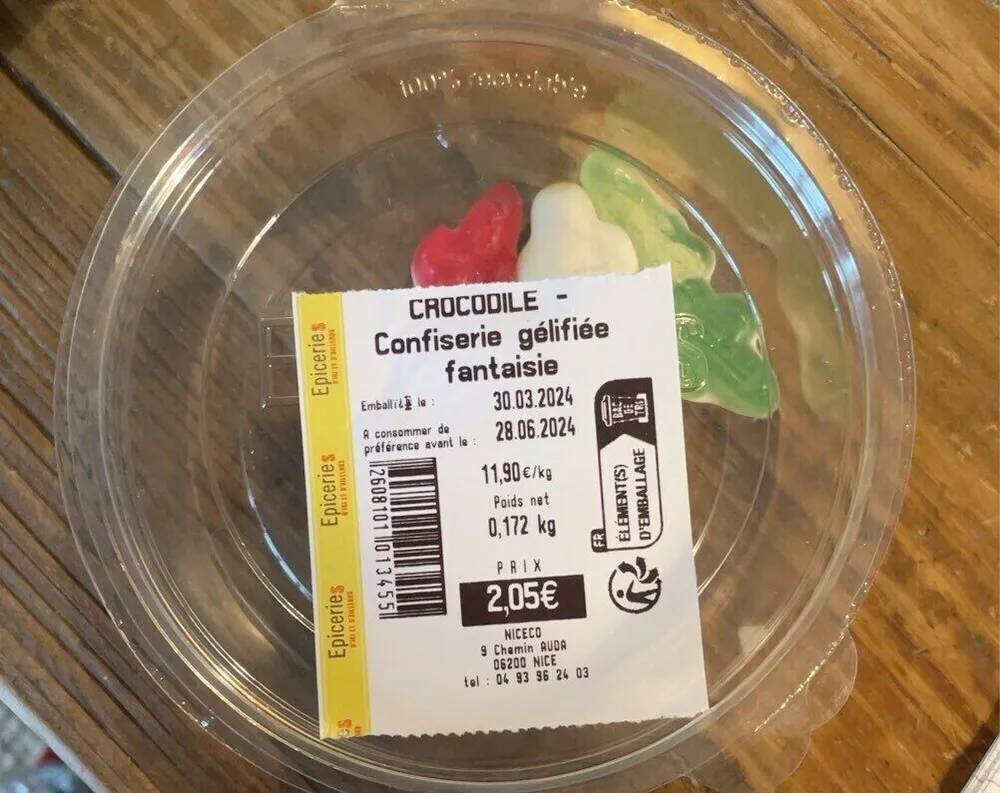 Crocodile-Confiserie gélifiée fantaisie