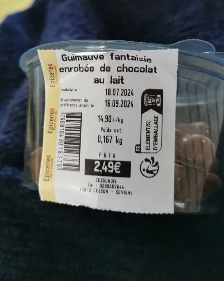 Guimauve fantaisie enrobée de chocolat au lait