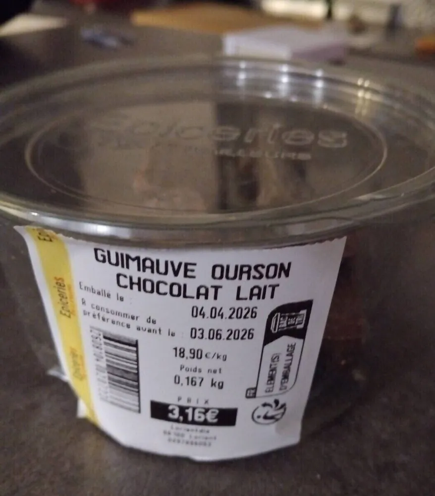 Guimauve ourson chocolat au lait