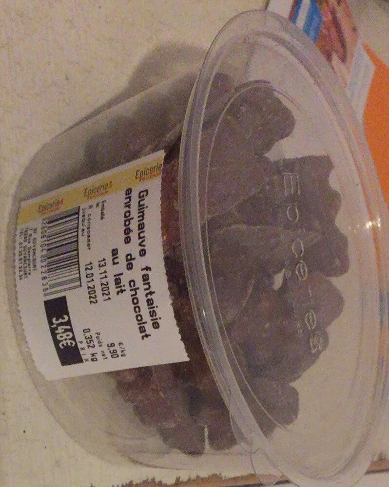 guimauve fantaisie enrobee de chocolat au lait