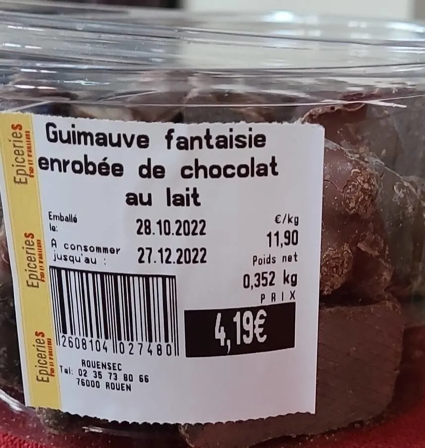Guimauve fantaisie enrobée de chocolat au lait