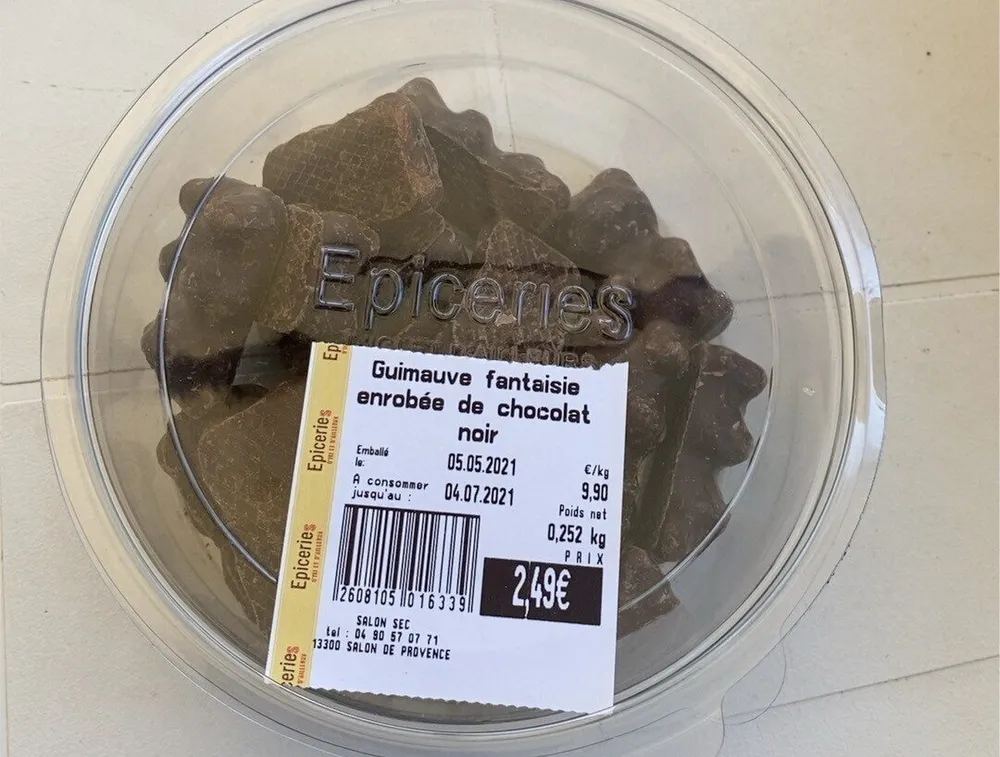 Guimauve fantaisie enrobée de chocolat noir