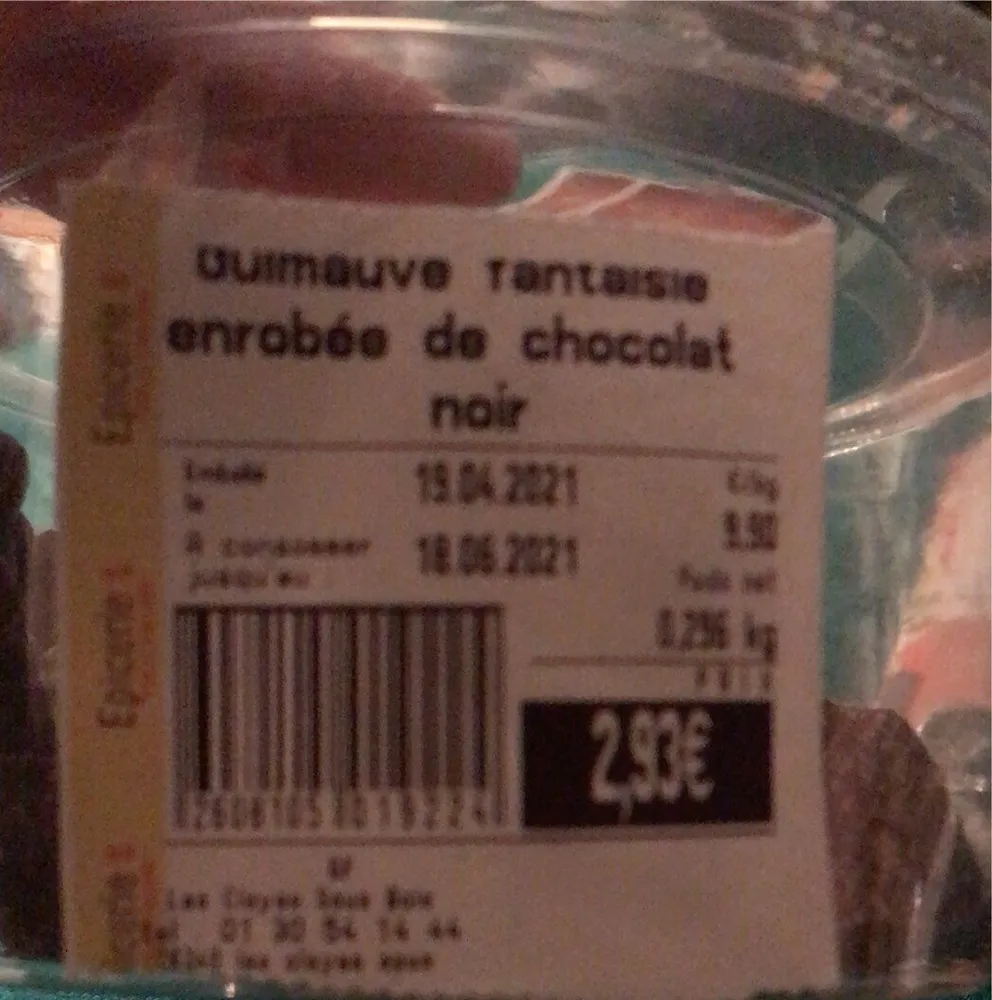 Gimauve fantaisie enrobée de chocolat noir