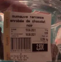Gimauve fantaisie enrobée de chocolat noir