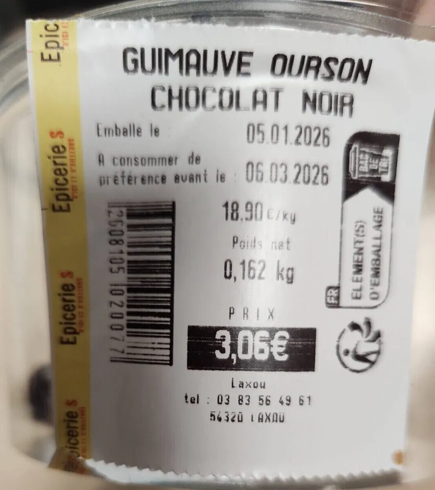 Guimauve ourson chocolat noir