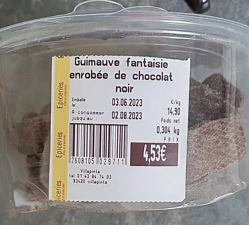 Guimauve fantaisie enrobée de chocolat noir