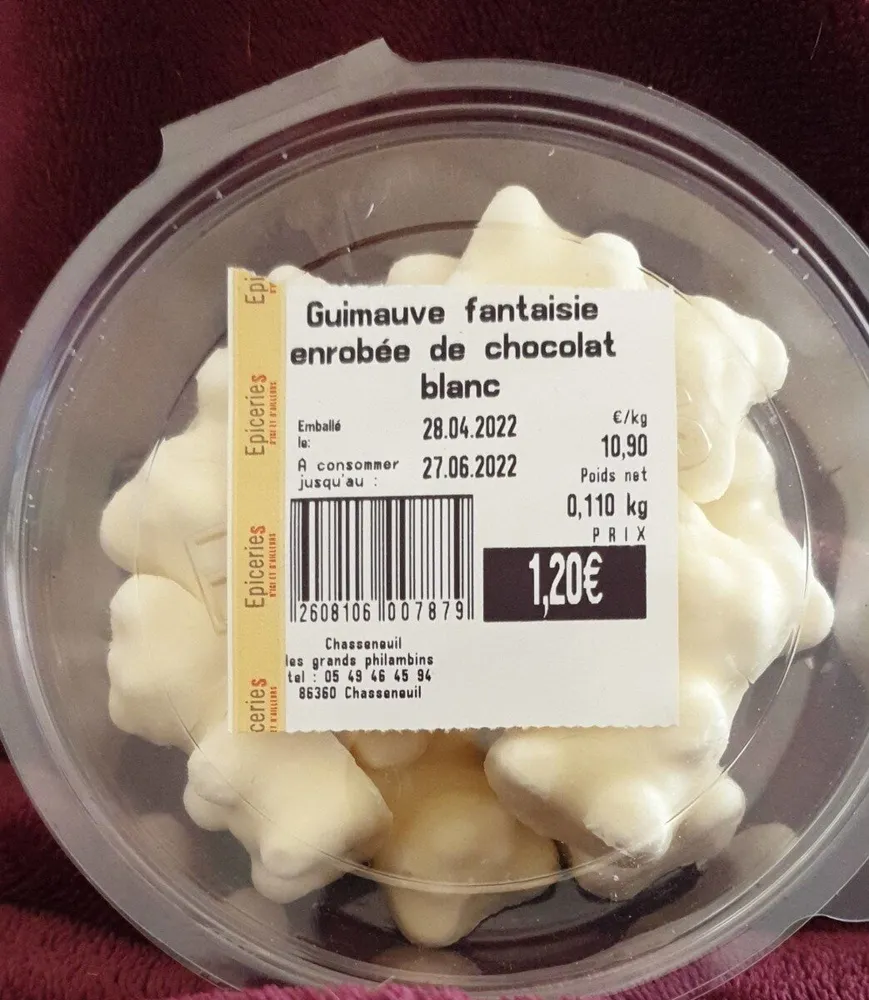 Guimauve fantaisie enrobée de chocolat blanc