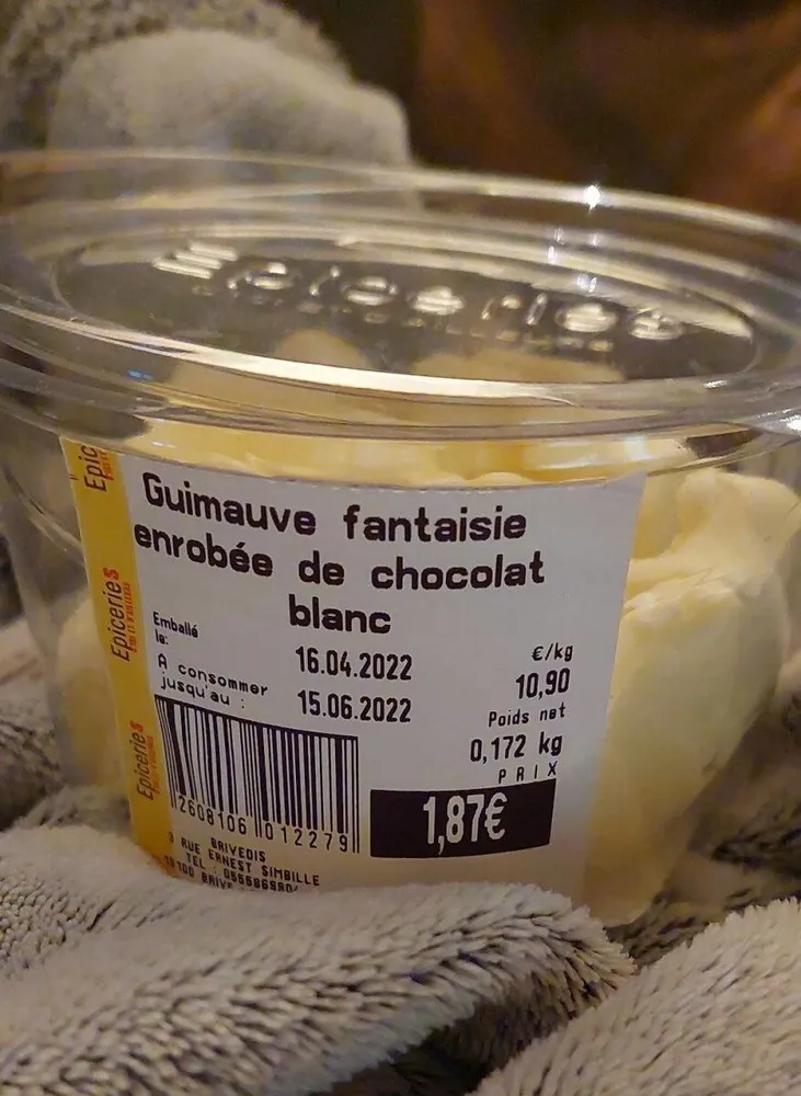 Guimauve fantaisie enrobée de chocolat blanc