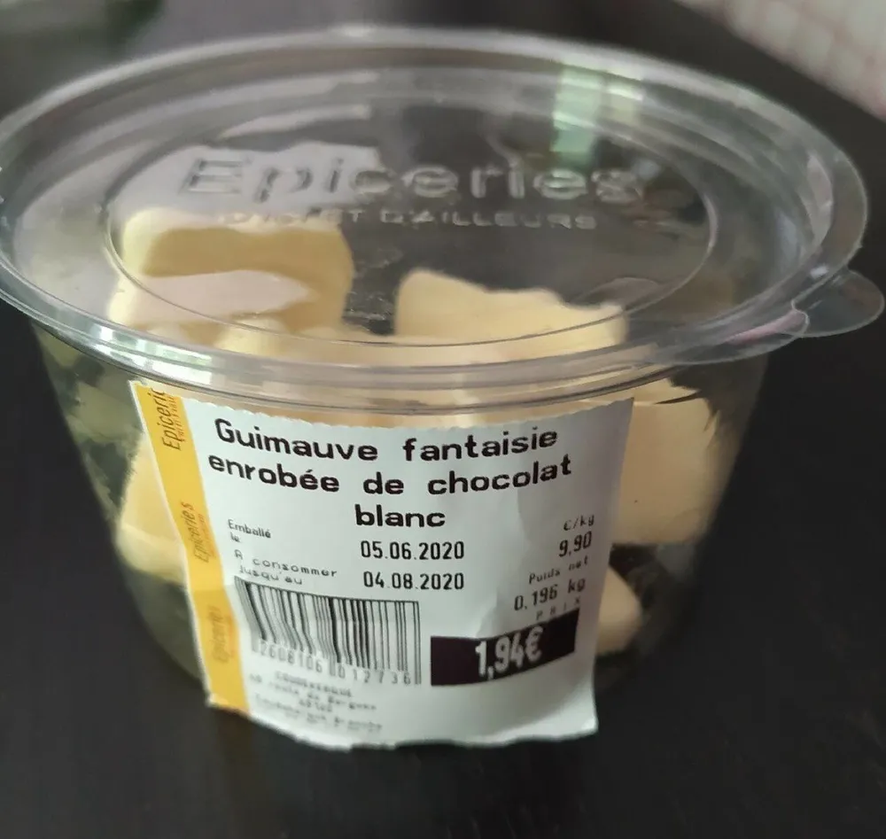 Guimauve fantaisie enrobée de chocolat blanc