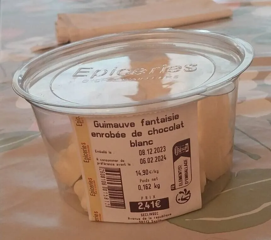 Guimauve fantaisie enrobée de chocolat blanc