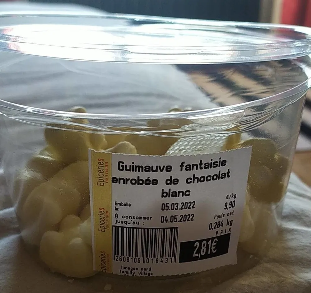 Guimauve fantaisie enrobée de chocolat blanc