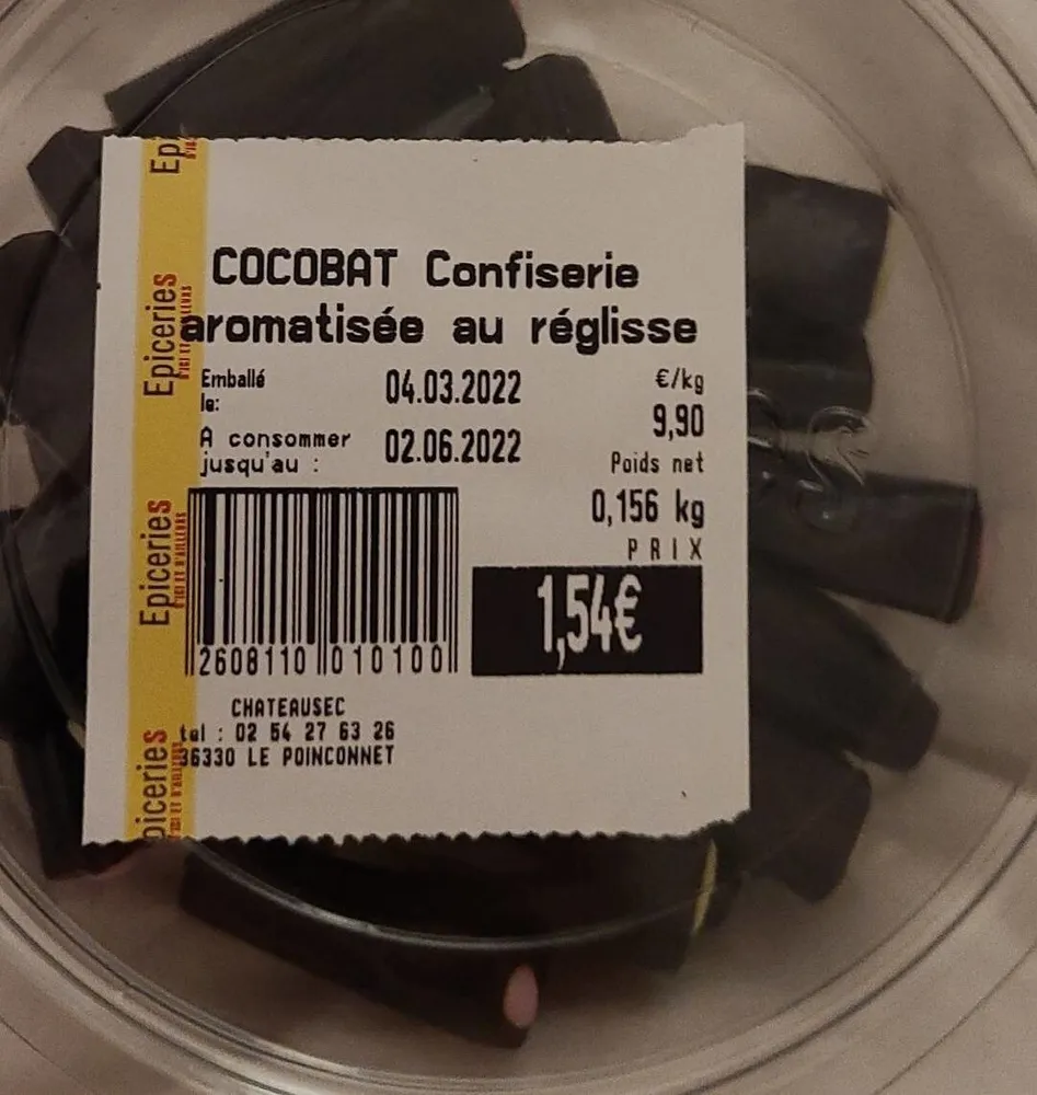 Cocobat confiserie aromatisé au reglisse