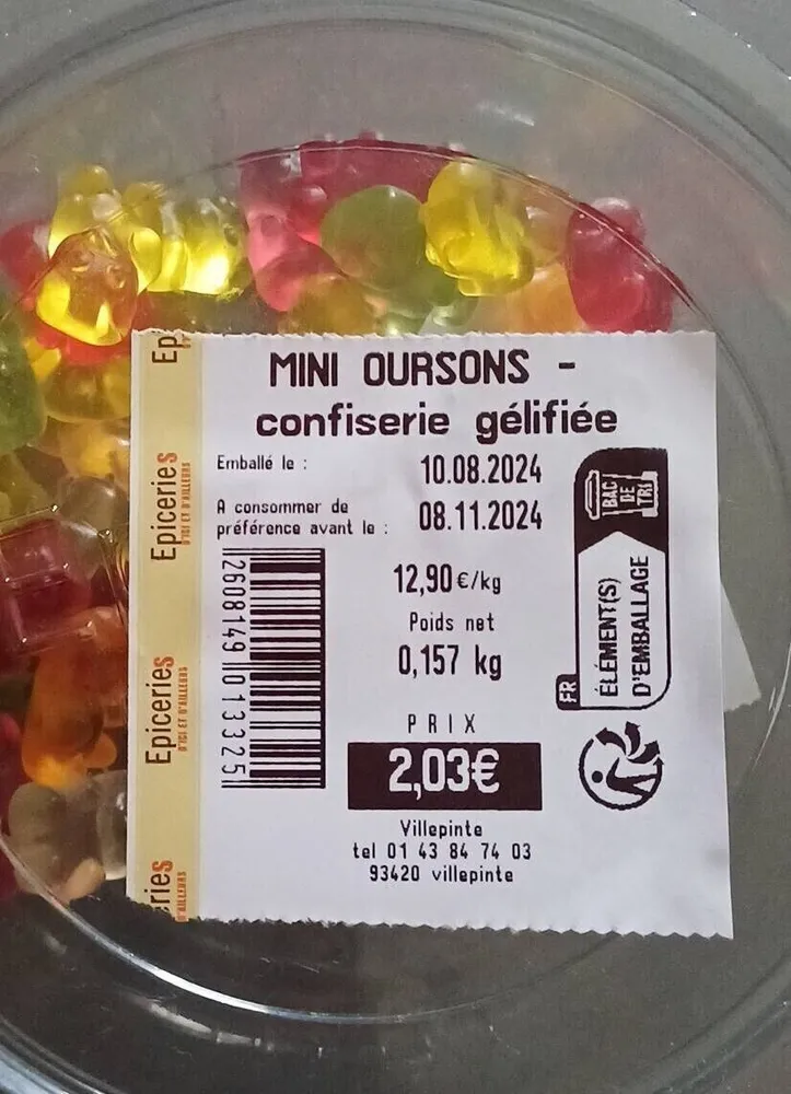 Mini oursons confiserie gélifiée