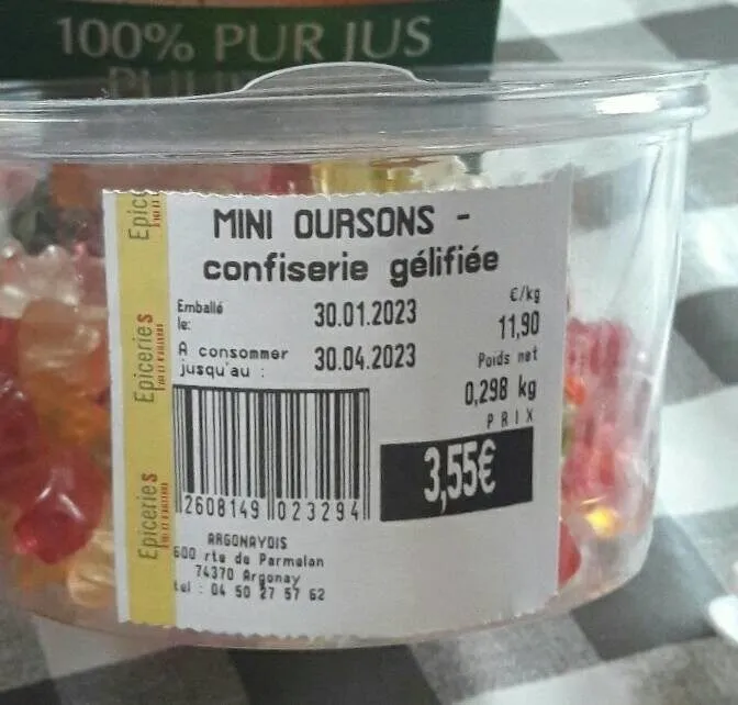 Mini oursons confiserie gélifiée
