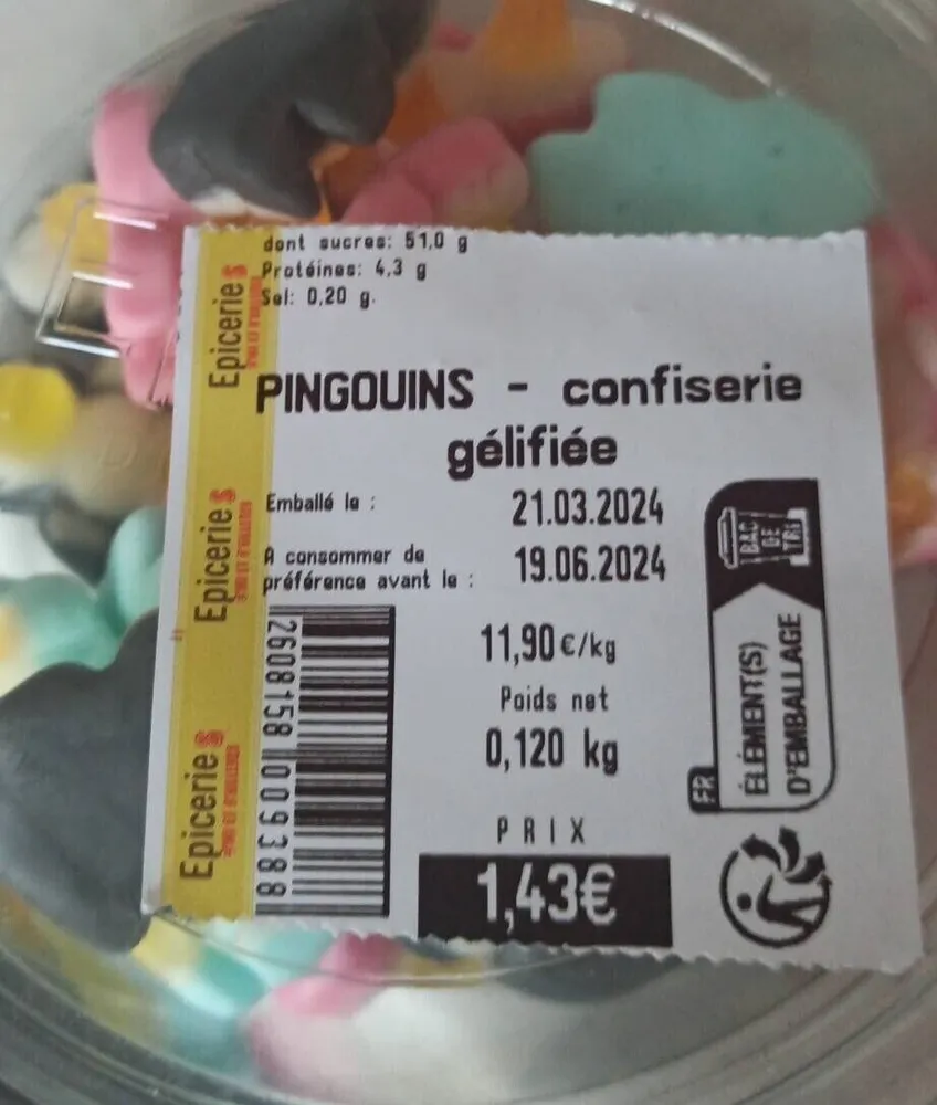 Pingouins gélifiés Grand Frais
