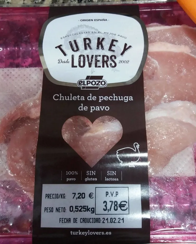 Chuleta de pechuga de pavo