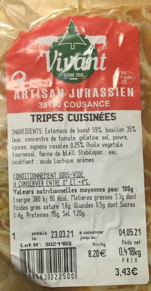 Tripes cuisinées