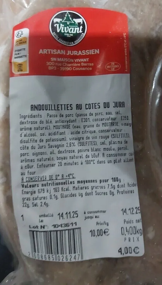 Andouillettes côté du Jura