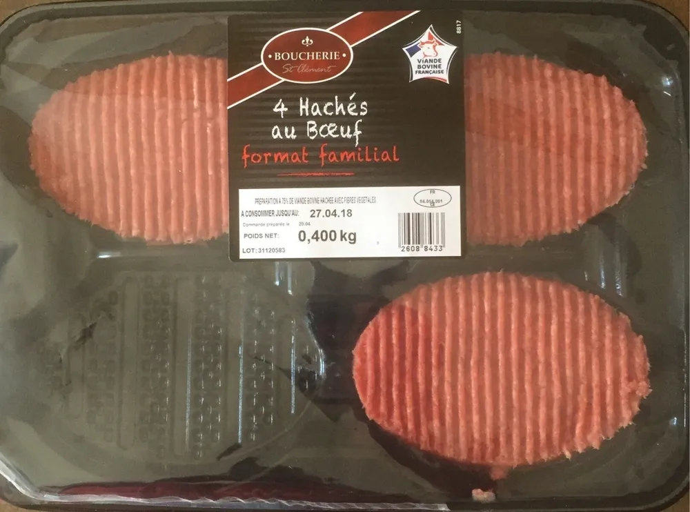 4 Hachés au boeuf avec fibres végétales