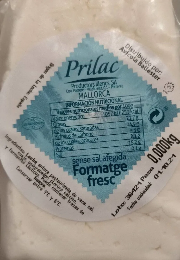 Queso fresco sin sal