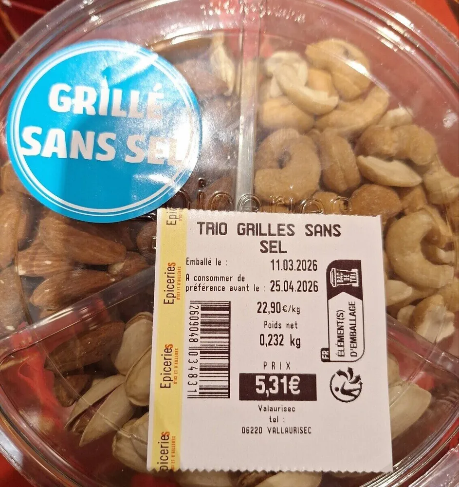Trio grillés sans sel