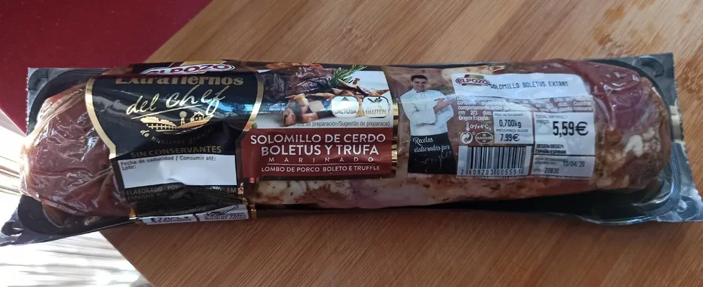 Solomillo de cerdo, boletus y trufa marinado