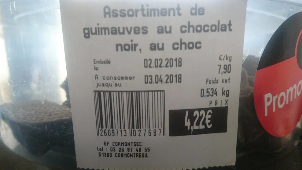 Assortiment de guimauves au chocolat noir,  au choc