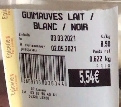 Guimauves lait / blanc / noir