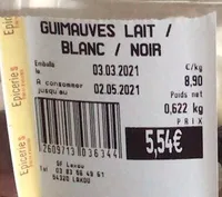 Guimauves lait / blanc / noir