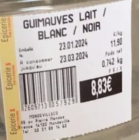 Guimauve lait blanc noir