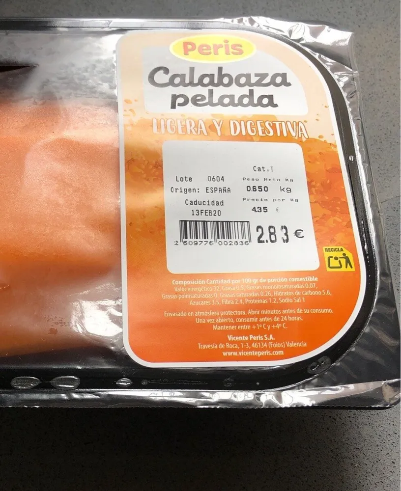 Calabaza pelada