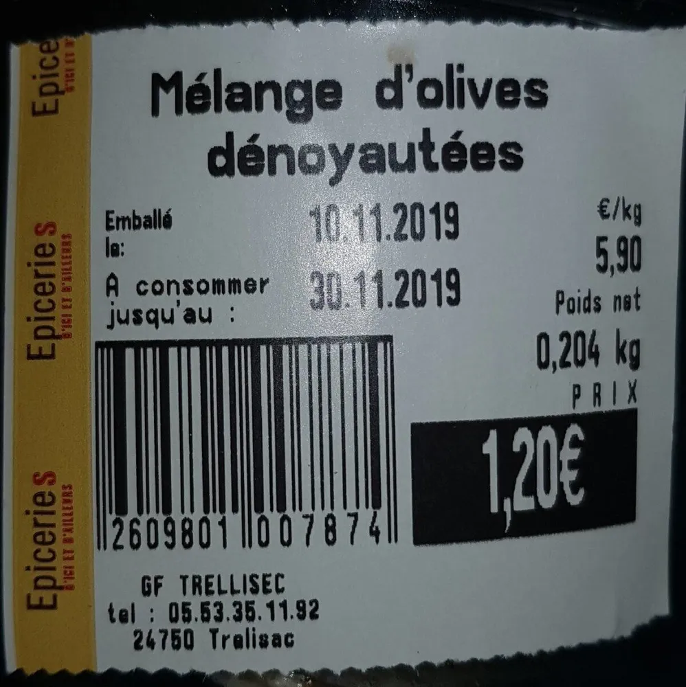 Mélange d'olives dénoyautées