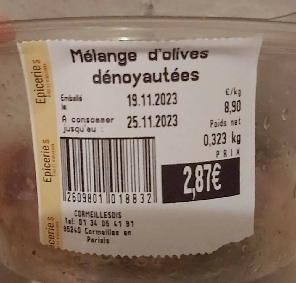 Mélange d'olive dénoyautées