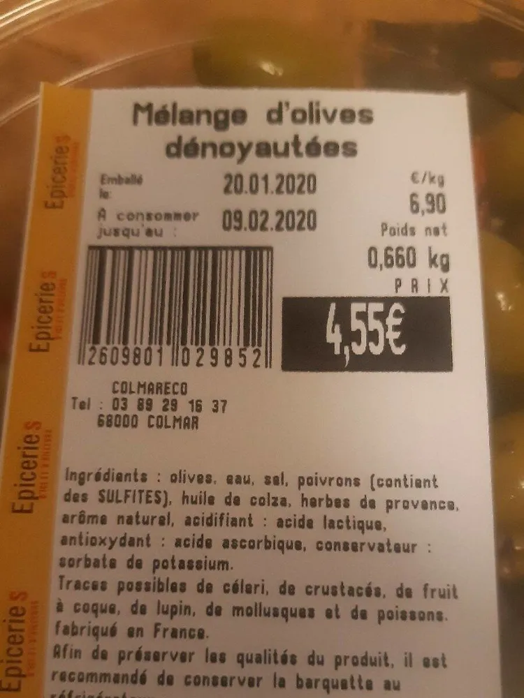 Mélange d'olives dénoyautées