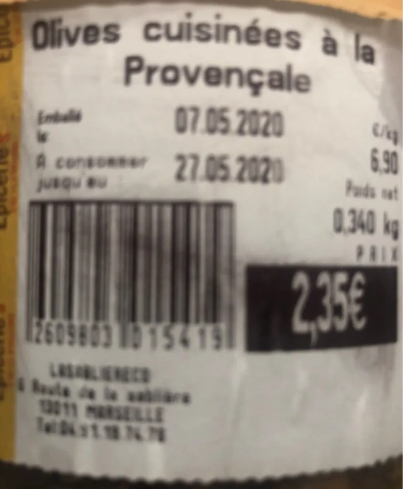Olives cuisinées à la provencale