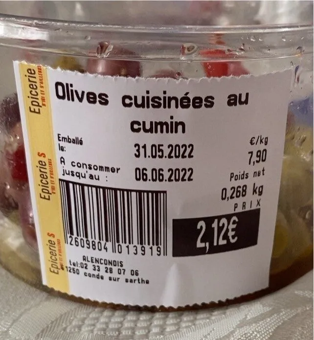 Olives cuisinées au cumin