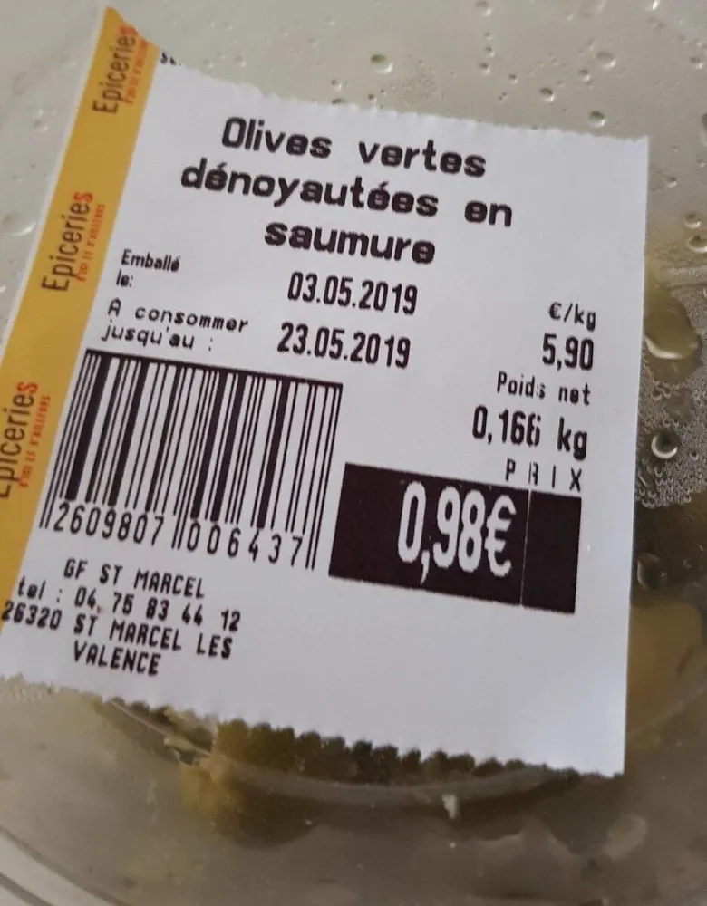 Olives vertes dénoyautées