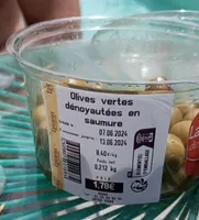 Olives vertes dénoyautées en saumure
