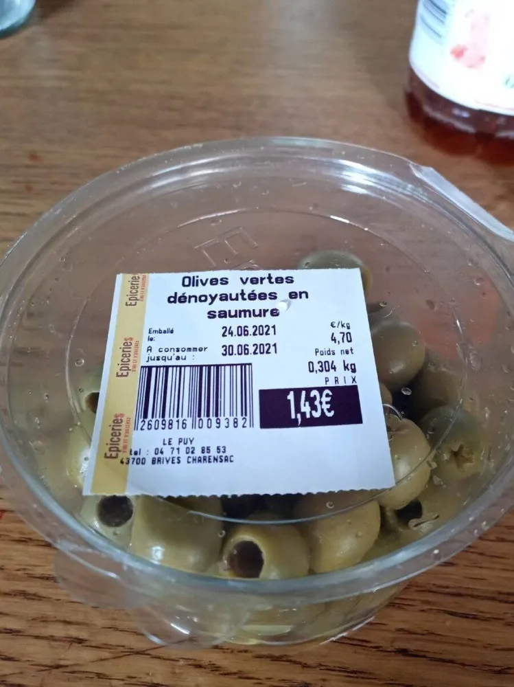 Olives vertes dénoyautées