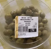 Olives vertes dénoyautées en saumure