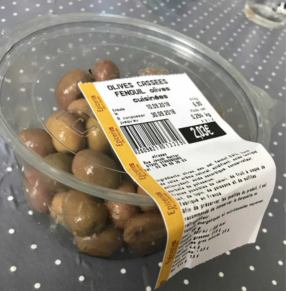 Olives cassees fenouil