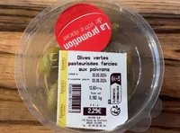 Olives vertes pasteurisées farcies aux poivrons