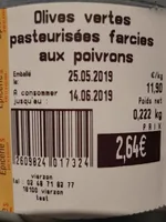 Olives vertes farcies poivrons