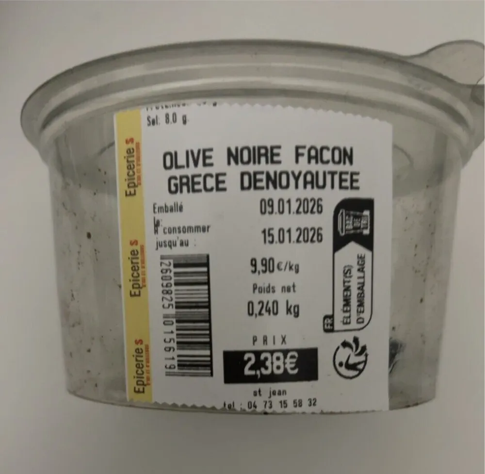 Olive noir facon grevé dénoyautée
