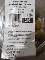 Olives vertes pasteurisés farcies aux amandes